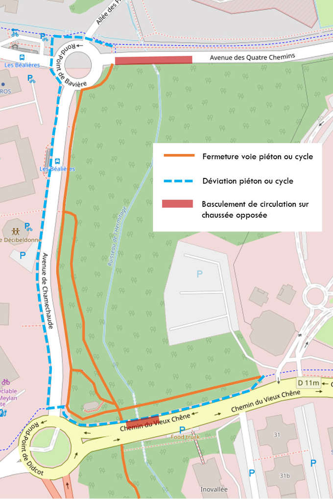 fermeture et déviations piétonnes et cycles